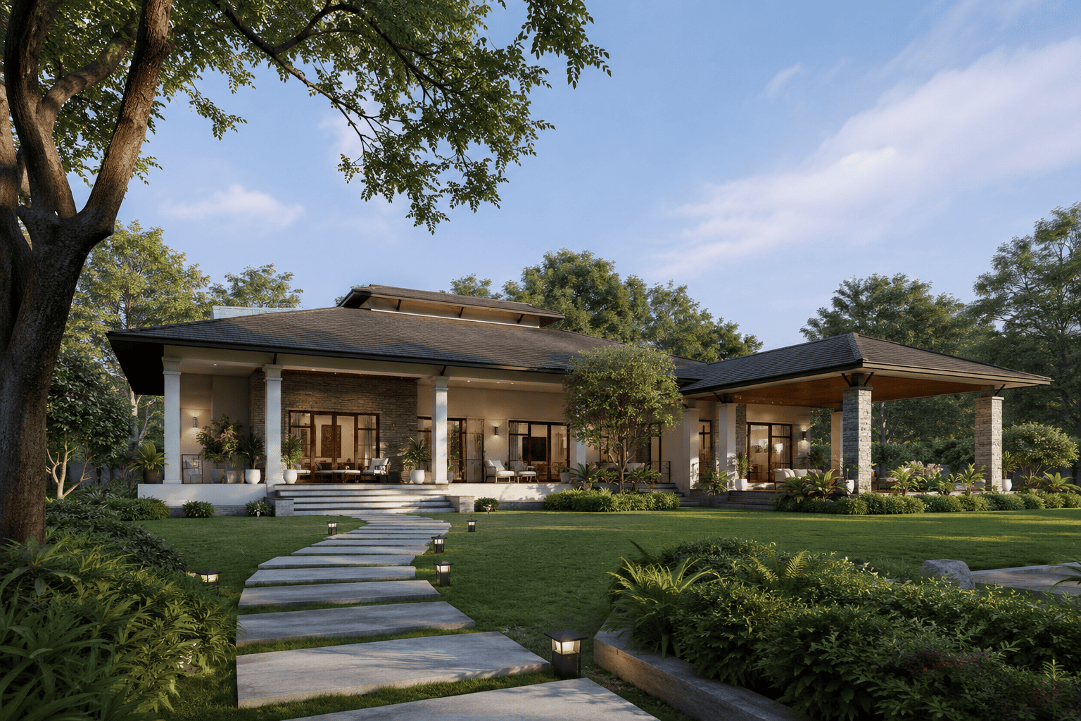 Contemporary Indian Farmhouse Design by AMR BuildScape