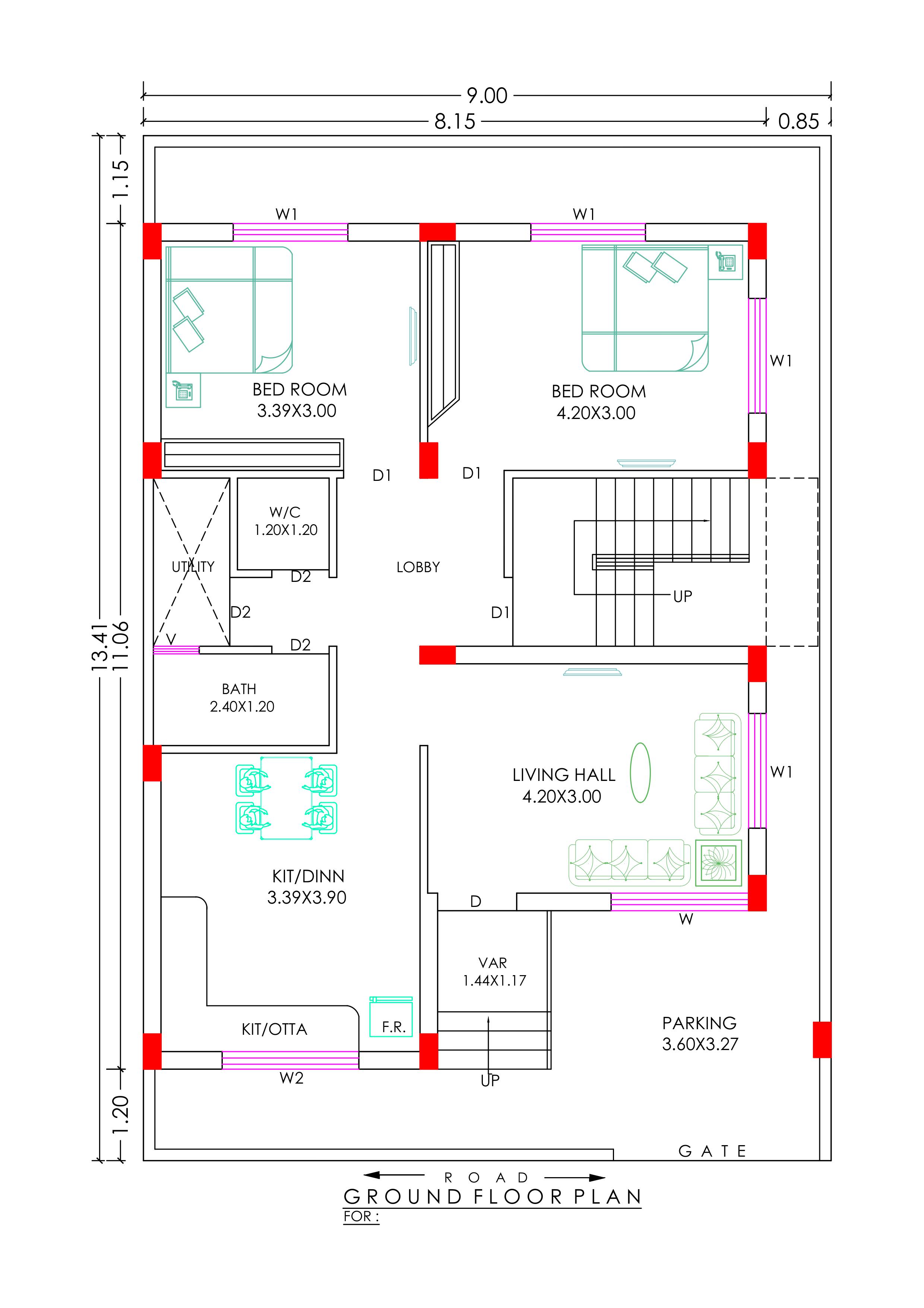 Floor plan, Ghar Ka Naksa, Layout, view 2 — AMR BuildTech architectural design for Floor Plan in Bhopal, Madhya Pradesh, India